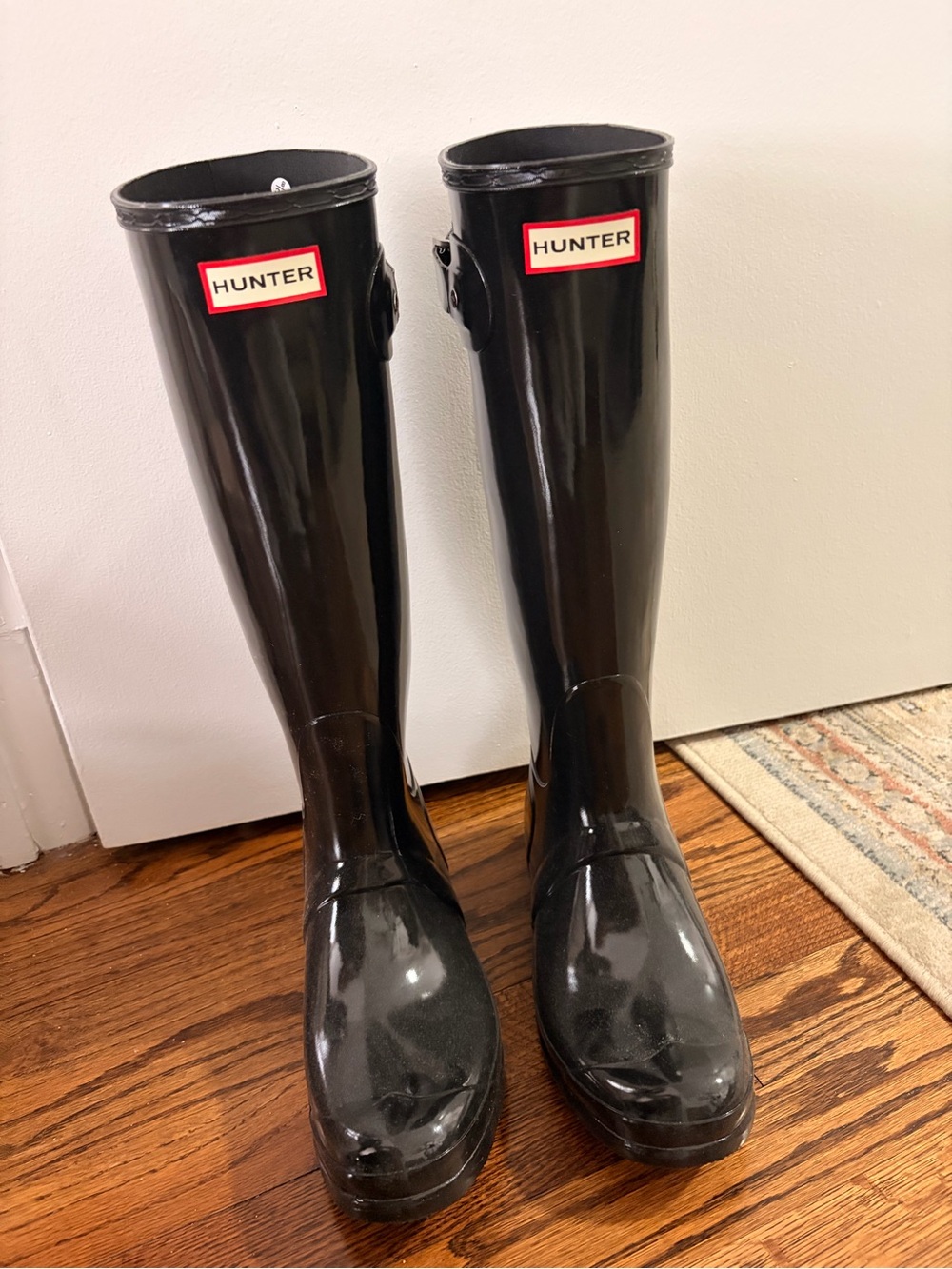 Hunter Womens Original Tall Gloss Rain Boots Black - Size 9